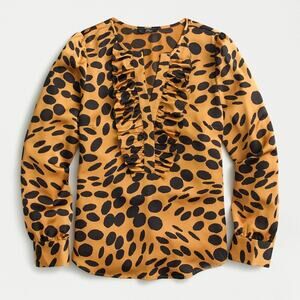 J. Crew animal print ruffle satin blouse size XS